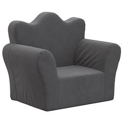 Foto van The living store kindersofa pluche - antraciet - 53x35x45.5 cm - afneembare hoes - schuimvulling