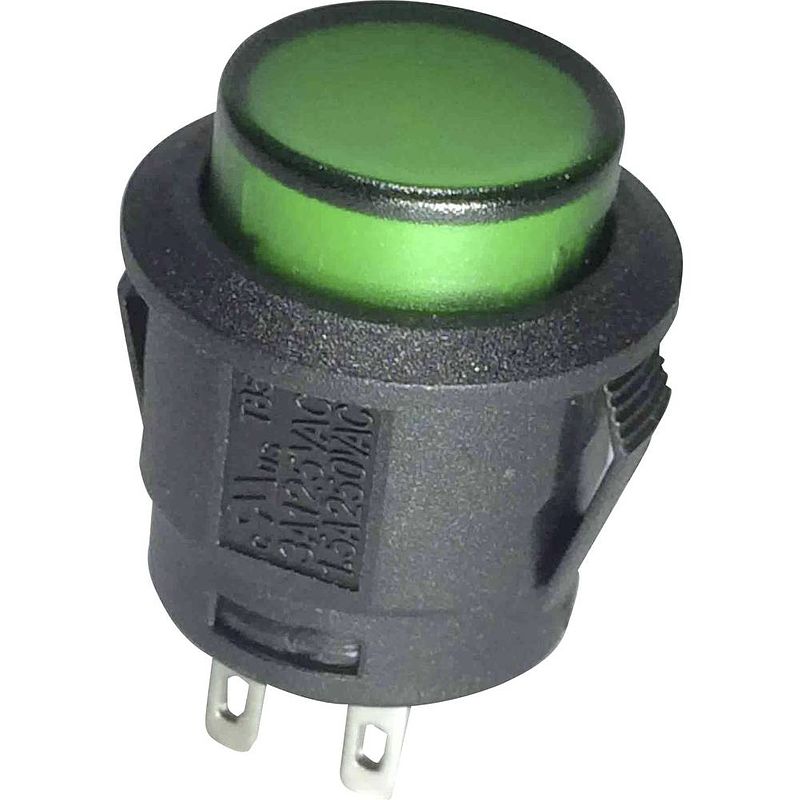 Foto van Tru components 1587763 tc-r13-527al-02gn druktoets 250 v/ac 6 a 1x uit/(aan) moment groen 1 stuk(s)