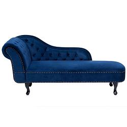 Foto van Beliani nimes - chaise longue-blauw-fluweel