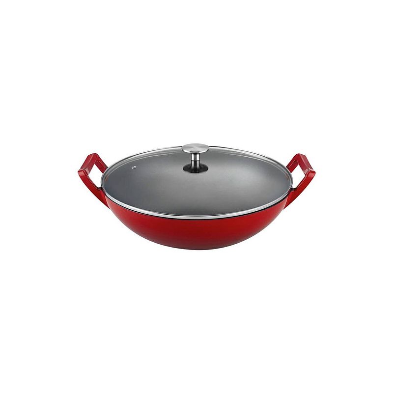 Foto van Buccan - hamersley - gietijzeren wokpan 36cm - rood