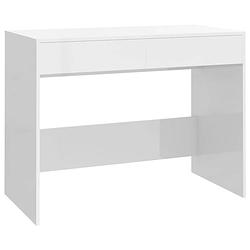 Foto van Vidaxl bureau 101x50x76,5 cm spaanplaat hoogglans wit