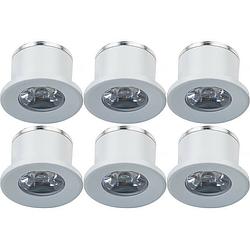 Foto van Led veranda spot verlichting 6 pack - 1w - natuurlijk wit 4000k - inbouw - dimbaar - rond - mat wit - aluminium - ø31mm