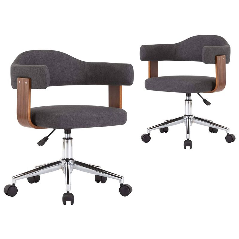 Foto van The living store draaibare eetkamerstoelen - set van 2 - grijs - 49.5x51.5x(94.5-115.5) cm