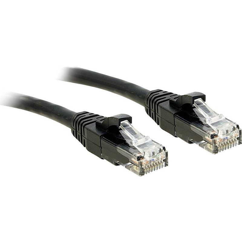 Foto van Lindy 48085 rj45 netwerkkabel, patchkabel cat 6 u/utp 30.00 m zwart snagless 1 stuk(s)