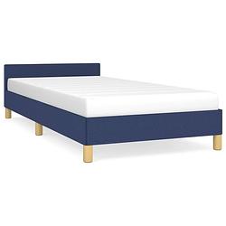 Foto van The living store bedframe blauw - 193 x 93 x 50 cm - duurzaam materiaal - ondersteunende poten - multiplex lattenbodem