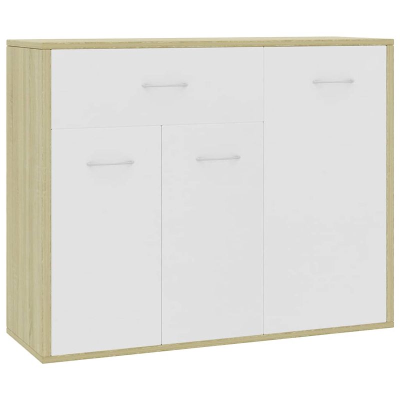 Foto van Vidaxl dressoir 88x30x70 cm spaanplaat wit en sonoma eikenkleurig