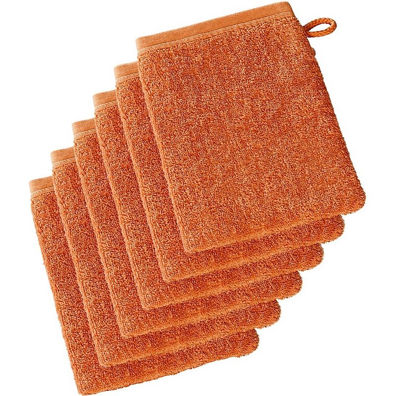 Foto van De witte lietaer washandjes 22 x 15 cm katoen oranje 6 stuks