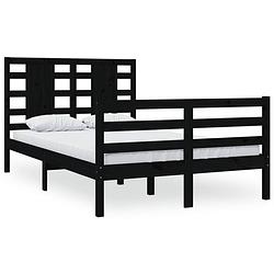 Foto van The living store bedframe massief grenenhout zwart 120x200 cm - bed