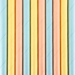 Foto van Drinkrietjes - papier - 10x - multi kleuren pastel - 19,5 cm - rietjes - drinkrietjes