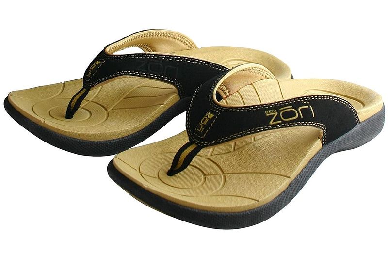 Foto van Zori teenslippers beige/zwart maat-10