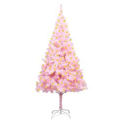 Foto van Vidaxl kunstkerstboom met led's en standaard 180 cm pvc roze