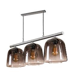 Foto van Hoyz - hanglamp grey shaded - 3 lampen - 97x23x150