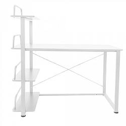 Foto van Bureau computertafel - 3 opbergplanken - metaal hout - 120 cm breed - wit