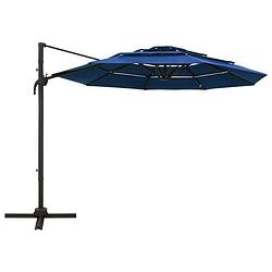 Foto van The living store parasol vierkant - 300x300x247 cm - azuurblauw - uv-beschermend polyester