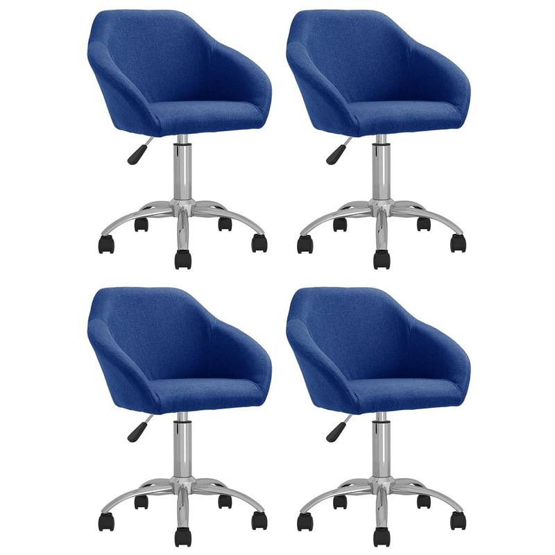 Foto van Vidaxl eetkamerstoelen draaibaar 4 st stof blauw