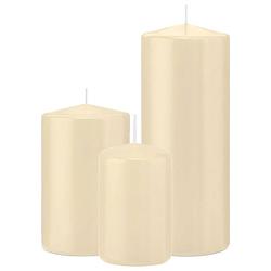 Foto van Stompkaarsen set van 6x stuks creme wit 12-15-20 cm - stompkaarsen