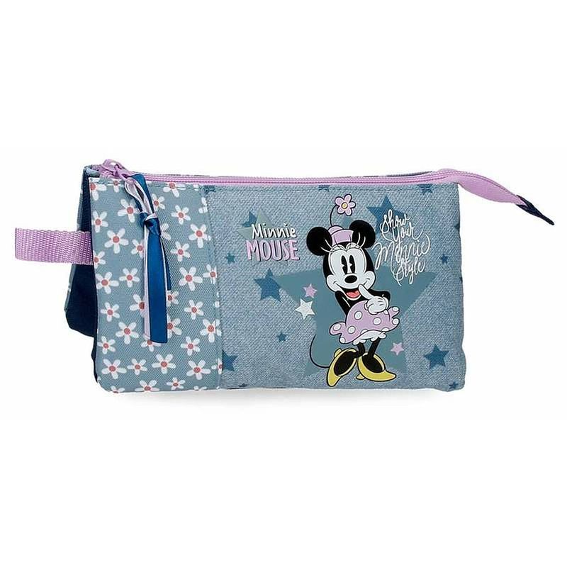 Foto van Pennenetui met 3 vakken joumma minnie mouse style blauw (22 x 12 x 5 cm)