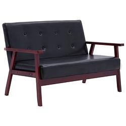 Foto van The living store retro sofa - 113.5 x 67 x 73.5 cm - zwart houten frame - kunstleren bekleding