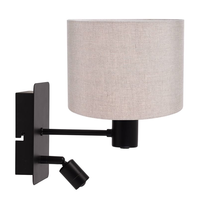 Foto van Light & living montana wandlamp zwart met beige kap