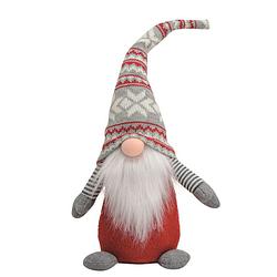 Foto van Pluche gnome/dwerg decoratie pop/knuffel rood/grijs mannetje 45 cm - kerstman pop