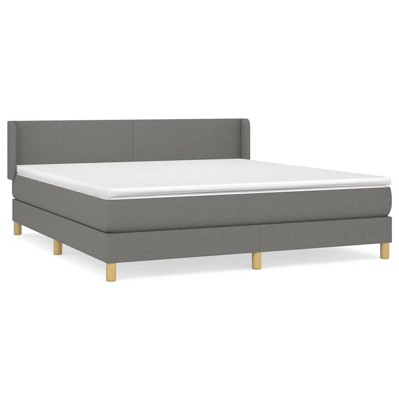 Foto van The living store boxspringbed - donkergrijs - 203 x 183 x 78/88 cm - duurzaam materiaal - verstelbaar hoofdbord -