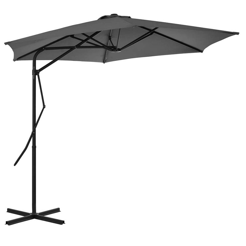 Foto van The living store parasol antraciet 300x230 cm met kruisvoet - uv-beschermend polyester