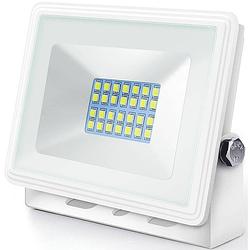Foto van Led bouwlamp 20 watt - led schijnwerper - aigi iglo - helder/koud wit 6400k - waterdicht ip65 - mat wit - aluminium