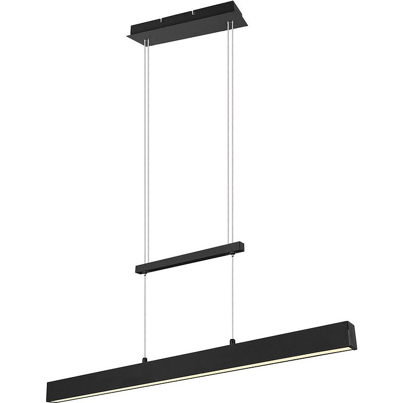 Foto van Led hanglamp - trion parola up and down - 31w - warm wit 3000k - dimbaar - rechthoek - mat zwart - aluminium