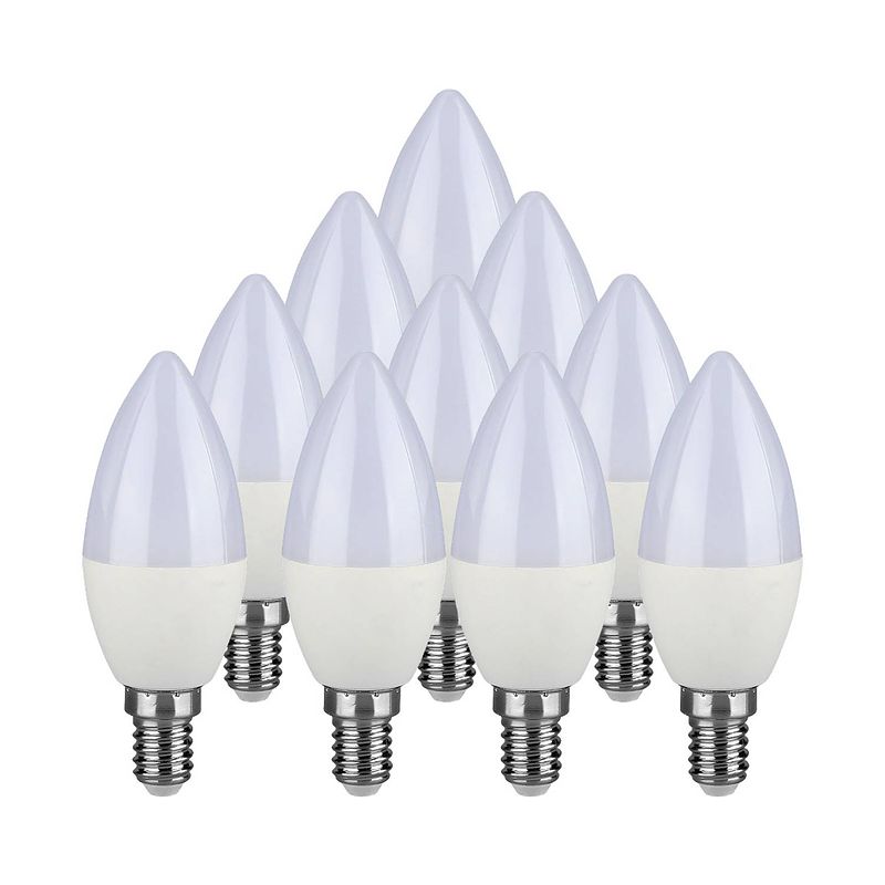 Foto van V-tac vt-1818-n e14 led lampvoet - 3.7w - wit - 6500k - smd - kaars - 37x100mm - ip20 - bundel - van - 10