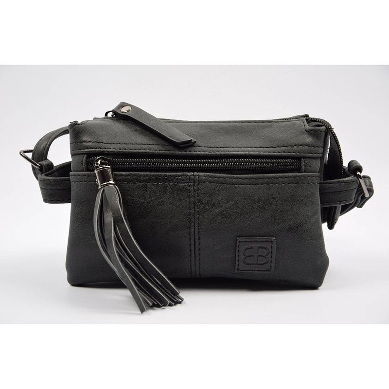 Foto van Tas - tasssen - bags - bag- bicky bernard- harmonica 3-vaks tasje - schoudertasje - crossbody tasje - zwart