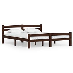 Foto van Vidaxl bedframe massief grenenhout donkerbruin 160x200 cm