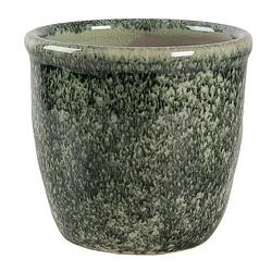 Foto van Clayre & eef bloempot ø 11*10 cm groen keramiek rond bloempot binnen plantenpot plant pot groen bloempot binnen