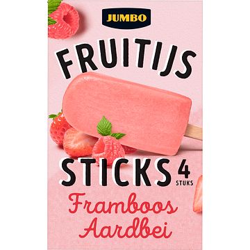 Foto van Jumbo fruitijs sticks framboosaardbei 4 stuks