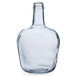 Foto van Bloemenvaas - flessen model - glas - blauw transparant - 19 x 31 cm - vazen