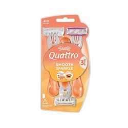 Foto van Quattro smooth sparkle wegwerpscheermesjes voor vrouwen 3pc