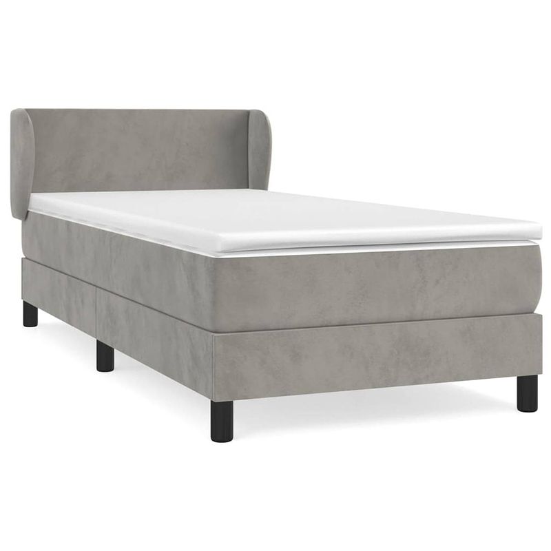 Foto van The living store boxspring met matras fluweel lichtgrijs 90x200 cm - bed