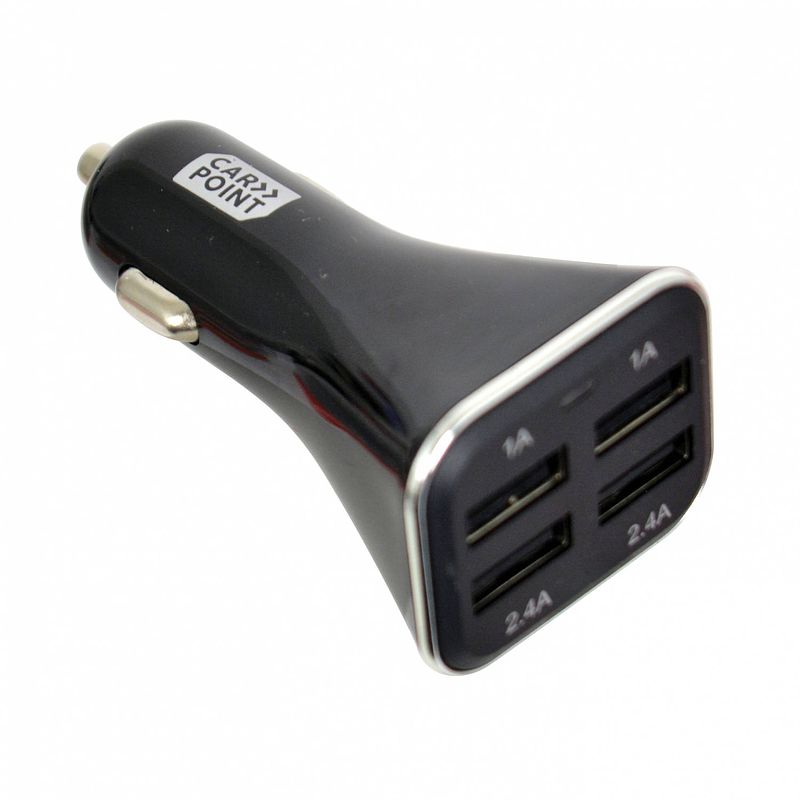 Foto van Carpoint autolader usb vierdubbel 12/24v 1/2,4a zwart