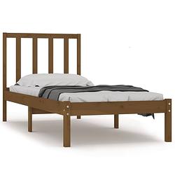 Foto van The living store bedframe grenenhout - 195.5 x 81 x 100 cm - honingbruin - geschikt voor 75 x 190 cm matras