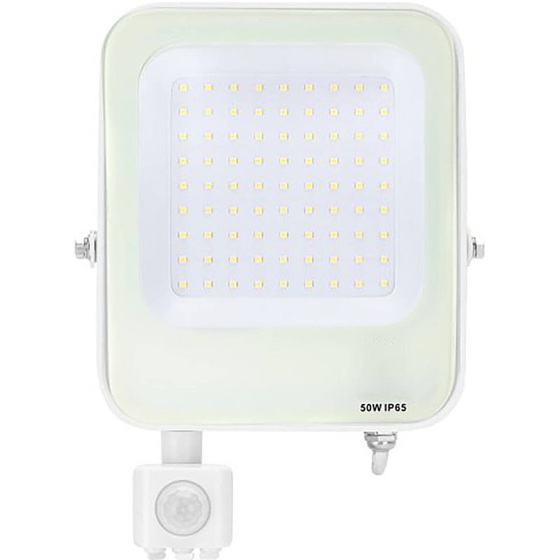 Foto van Led bouwlamp met bewegingssensor - led schijnwerper - aigi rekan - 50 watt - helder/koud wit 6500k - waterdicht ip65 -