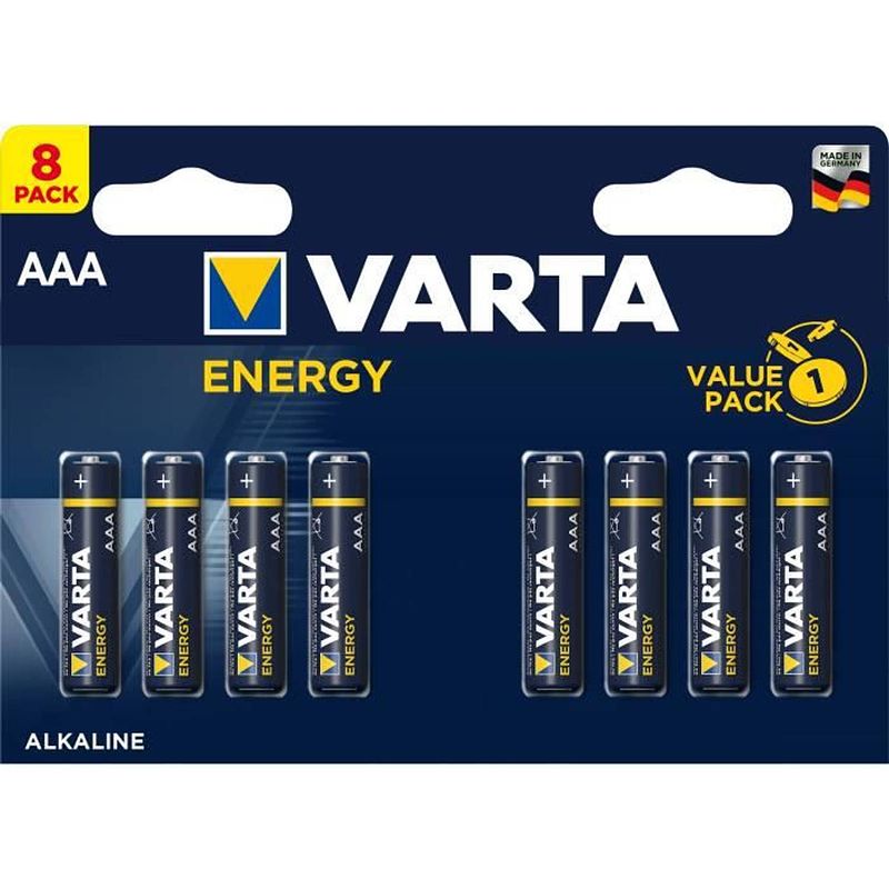 Foto van Varta - pack van 8 alkalinebatterijen energie aaa (lr03) 1,5v