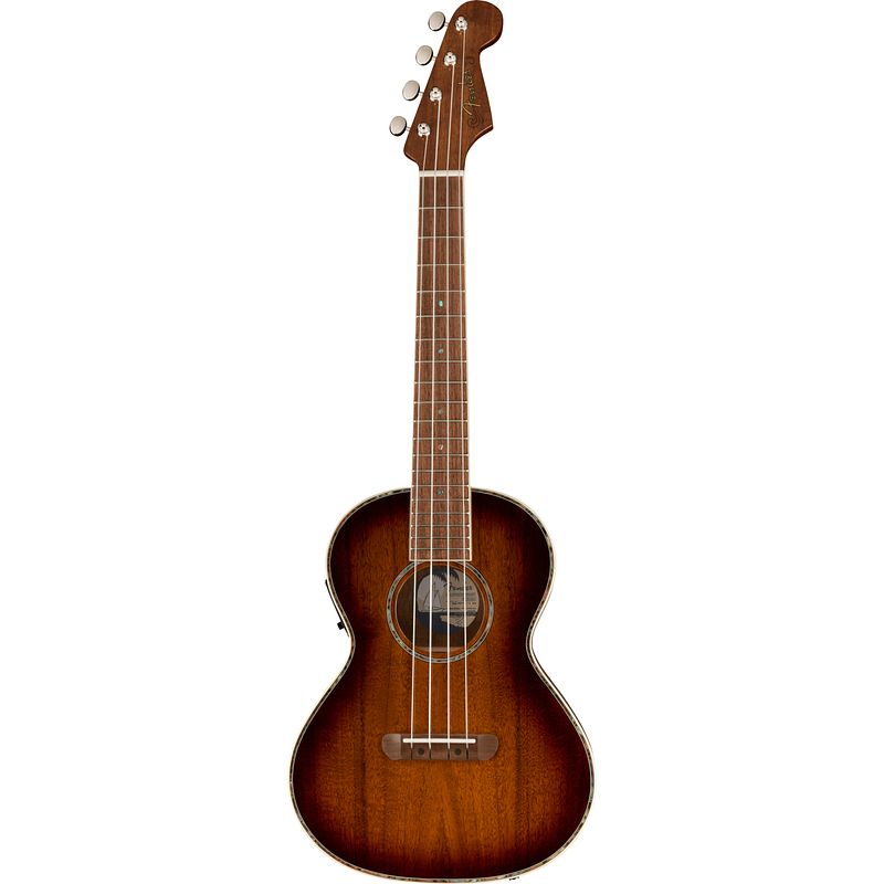 Foto van Fender california coast montecito tenor ukelele acacia shaded edge burst