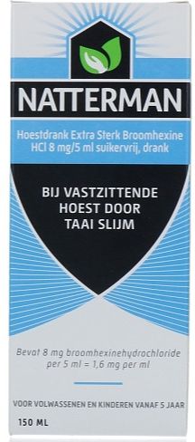 Foto van Natterman broomhexine hoestdrank extra sterk broomhexine hci 8mg/5ml - suikervij