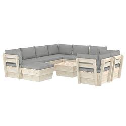 Foto van Vidaxl 10-delige loungeset met kussens pallet vurenhout