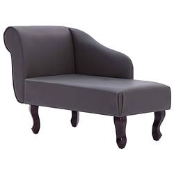 Foto van The living store chaise longue - grijs - 108x53x68 cm - kunstlederen bekleding