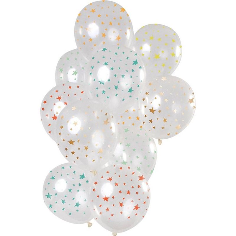 Foto van Folat ballonnen sterren 30 cm latex transparant 12 stuks