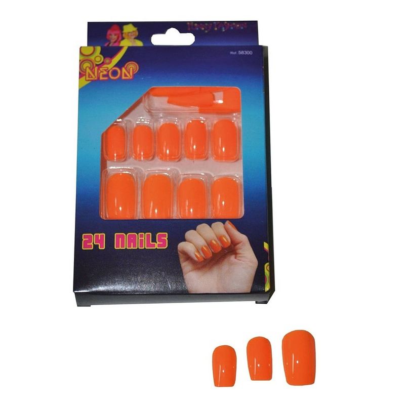 Foto van Oranje neon nepnagels - verkleedkunstnagels