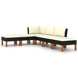 Foto van Vidaxl 6-delige loungeset met kussens poly rattan zwart