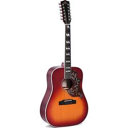 Foto van Sigma guitars dm12-sg5 vintage cherry sunburst gloss 12-snarige elektrisch-akoestische westerngitaar met softcase