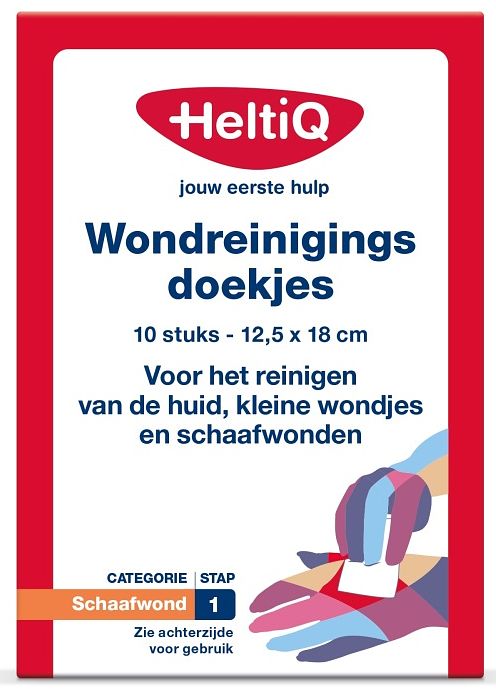 Foto van Heltiq wondreinigingsdoekjes - schaafwond stap 1 -