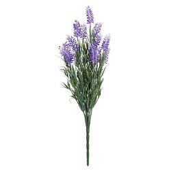 Foto van Lavendel kunstbloemen - steeltjes/tak met paarse bloemetjes - 27 cm - kunstplanten